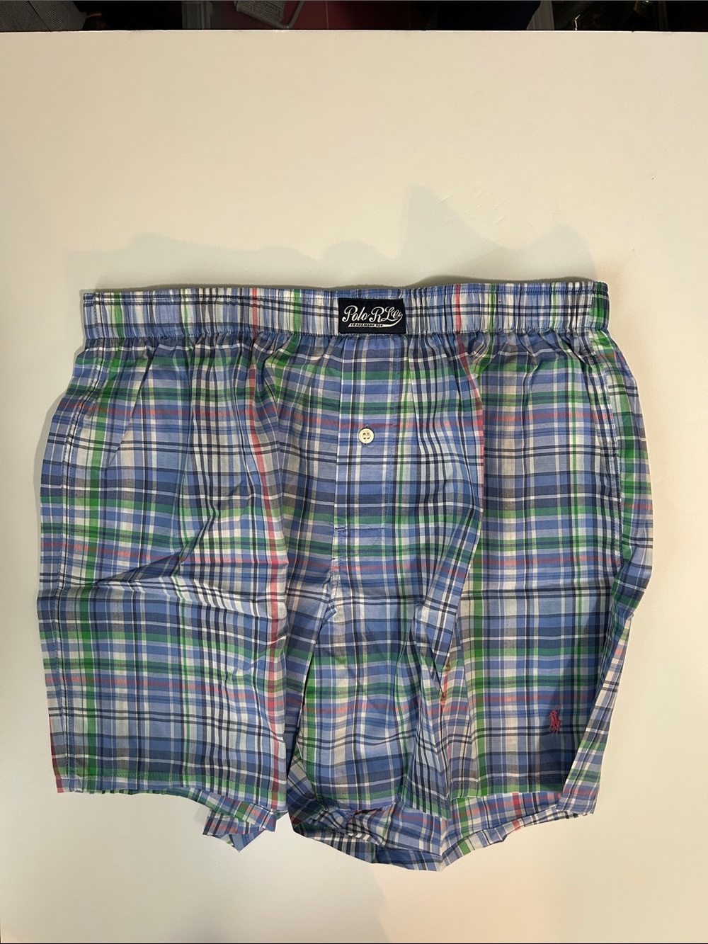 Polo by Ralph Lauren Blue, Green & White Plaid Boxers